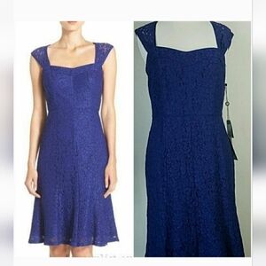 Adrianna Papell Marchesa Lace Apliqué Wedding Bridesmaid Career Dress Sz 6